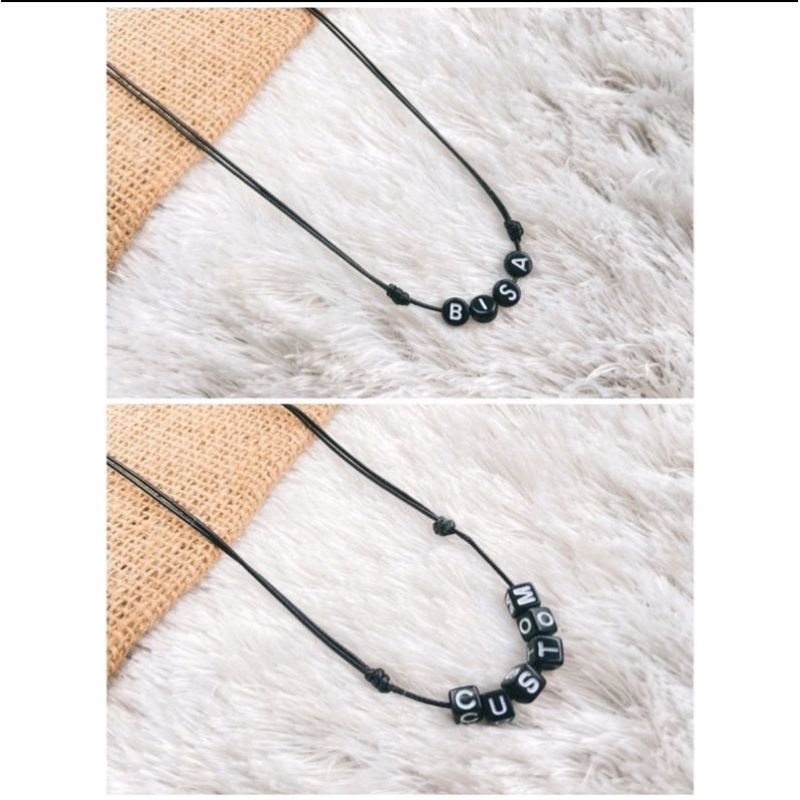 Kalung inisial cube Vintage Tali korea premium Waterproof bisa custom