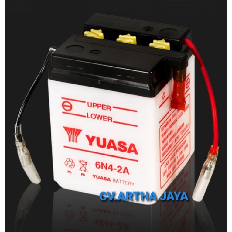 AKI / ACCU YUASA 6N4-2A ( BASAH ) 6V-4AH / 6 VOLT - 4 AMPERE ( V75  / V80 / FR80 / WIN  / C70 Engkel