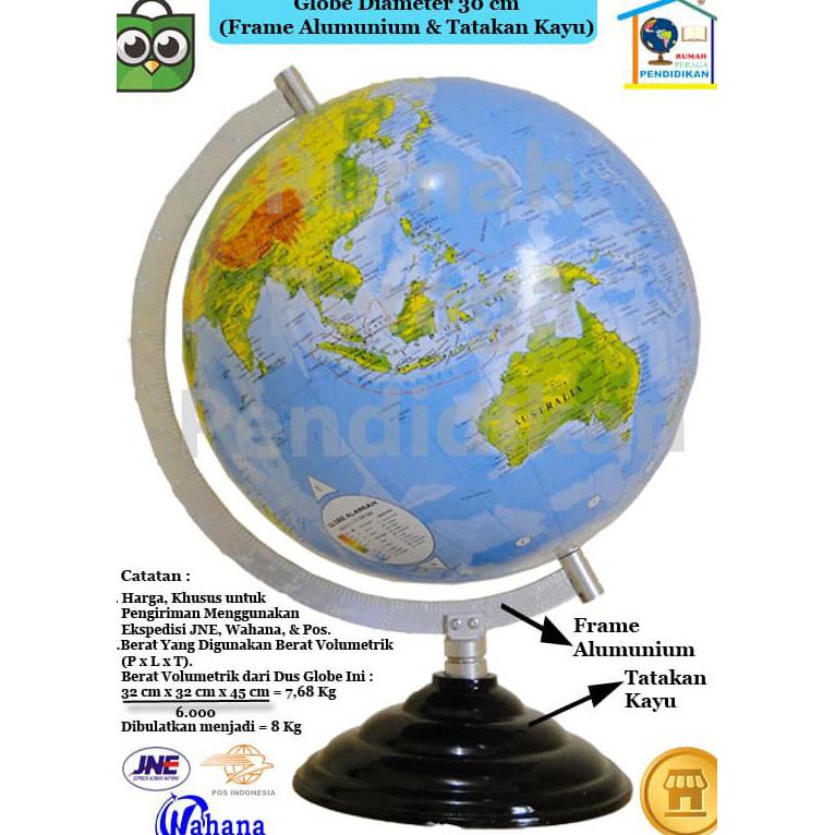 

Globe (Bola Dunia) 30 Cm - Tipe 3 (Via Jne, Wahana, & Pos)