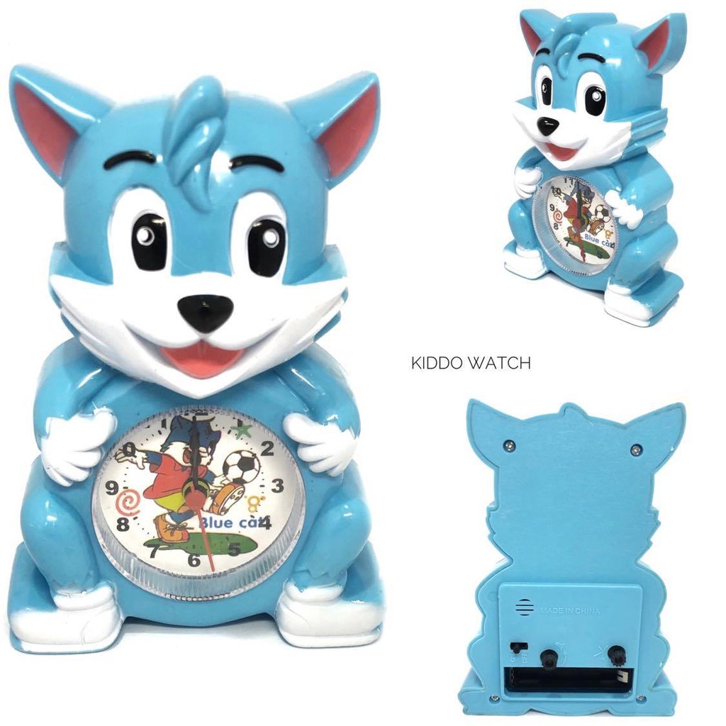 TERBARU JAM BEKER ANAK JAM MEJA DENGAN ALARM KARAKTER BLUE CAT READY STOCK (RF 219)