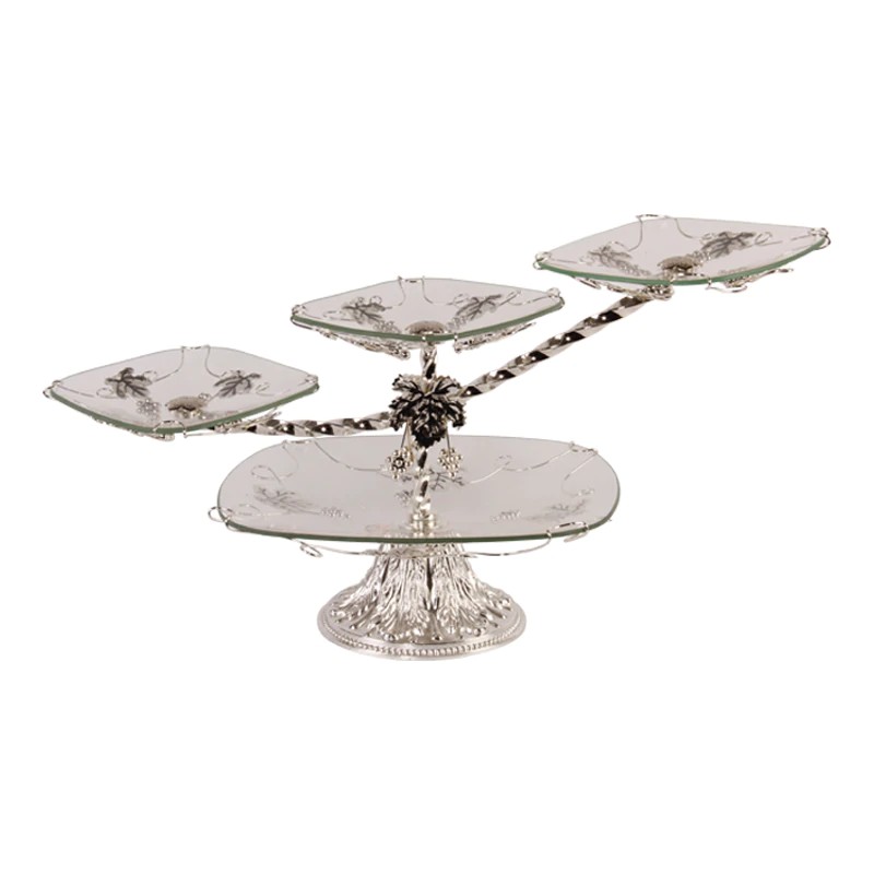 3-Tier luxury glass fruit plate Three-layer Fruit Plate Cake Stand Dessert snack Storage Rack