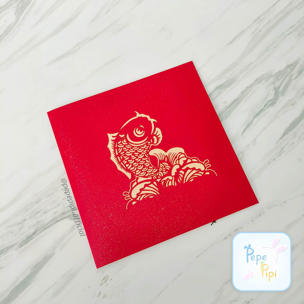 Pop Up Card Nian Nian You Yu 3D Kartu Ucapan Imlek Sincia CNY Chinese New Year Greeting Card