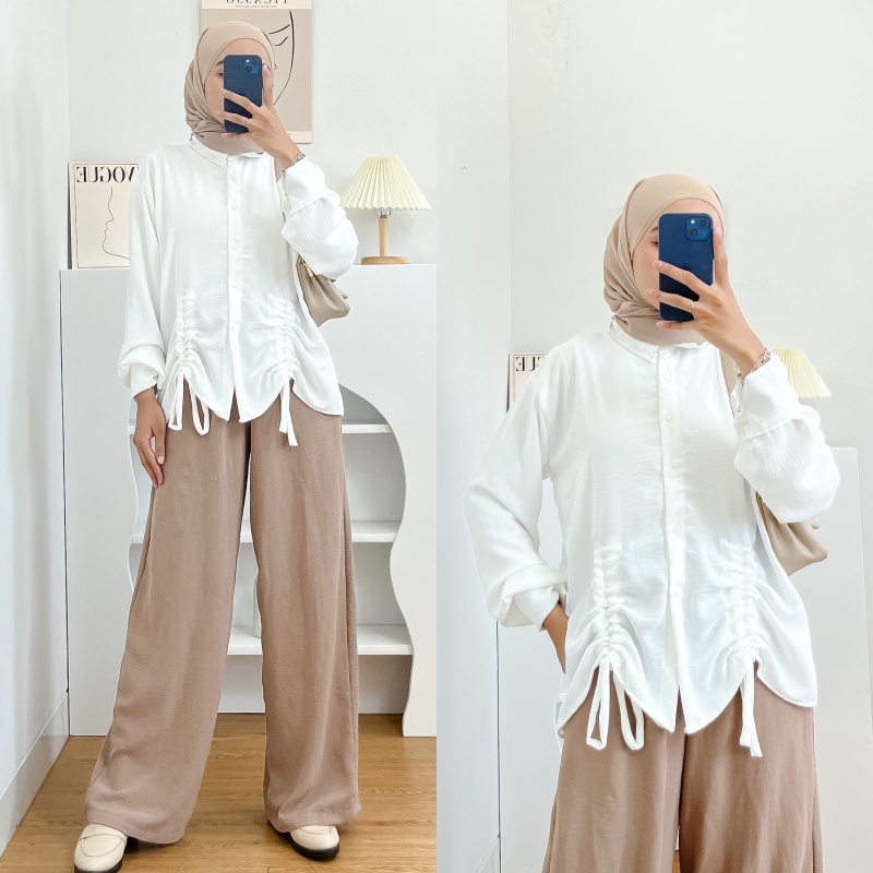 1KG MUAT 5PCS | MEGAN BLOUSE SERUT AIRFLOW CRINKLE HITS OOTD SELEBGRAM FASHION GROSIR WANITA TERMURAH