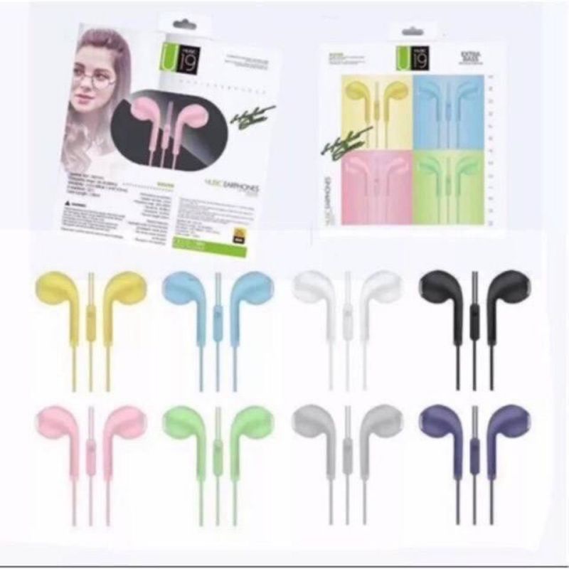 COD✓ HEADSET Macaron U19 Super Bass Handsfree Jack 3.55 MM Yitai Macaron Warna warni Kekinian Serbaguna