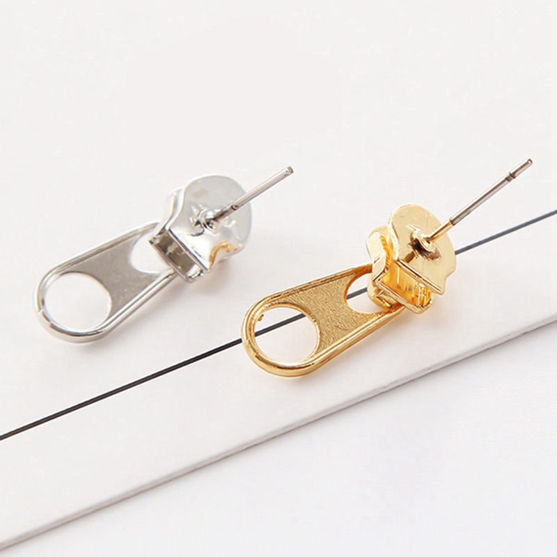 Anting Stud Desain Kepala Ritsleting Gaya Minimalis Untuk Wanita