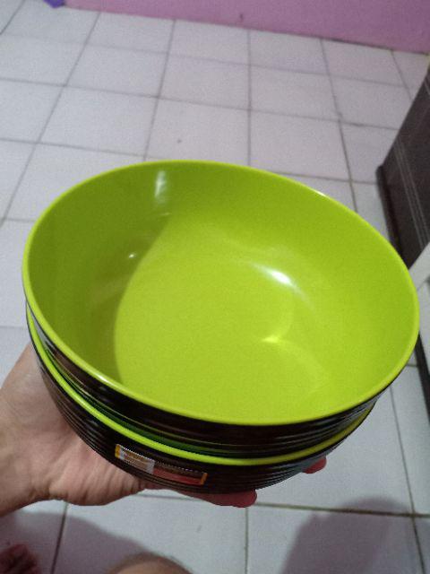 2 Pcs Mangkok Ulir Datar Hijau 7 Melamin Golden Dragon W-07a5