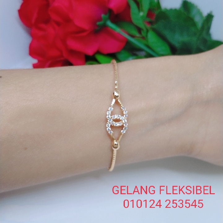 Gelang Tangan Fleksibel Bangle Wanita Titanium Xuping Perhiasan Aksesoris Fashion Lapis Emas Anti Karat