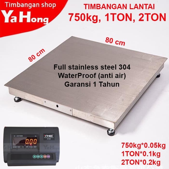 Timbangan Lantai Hewan Full Stainless Steel YHG 750kg 1TON 2TON 80cm x 80cm