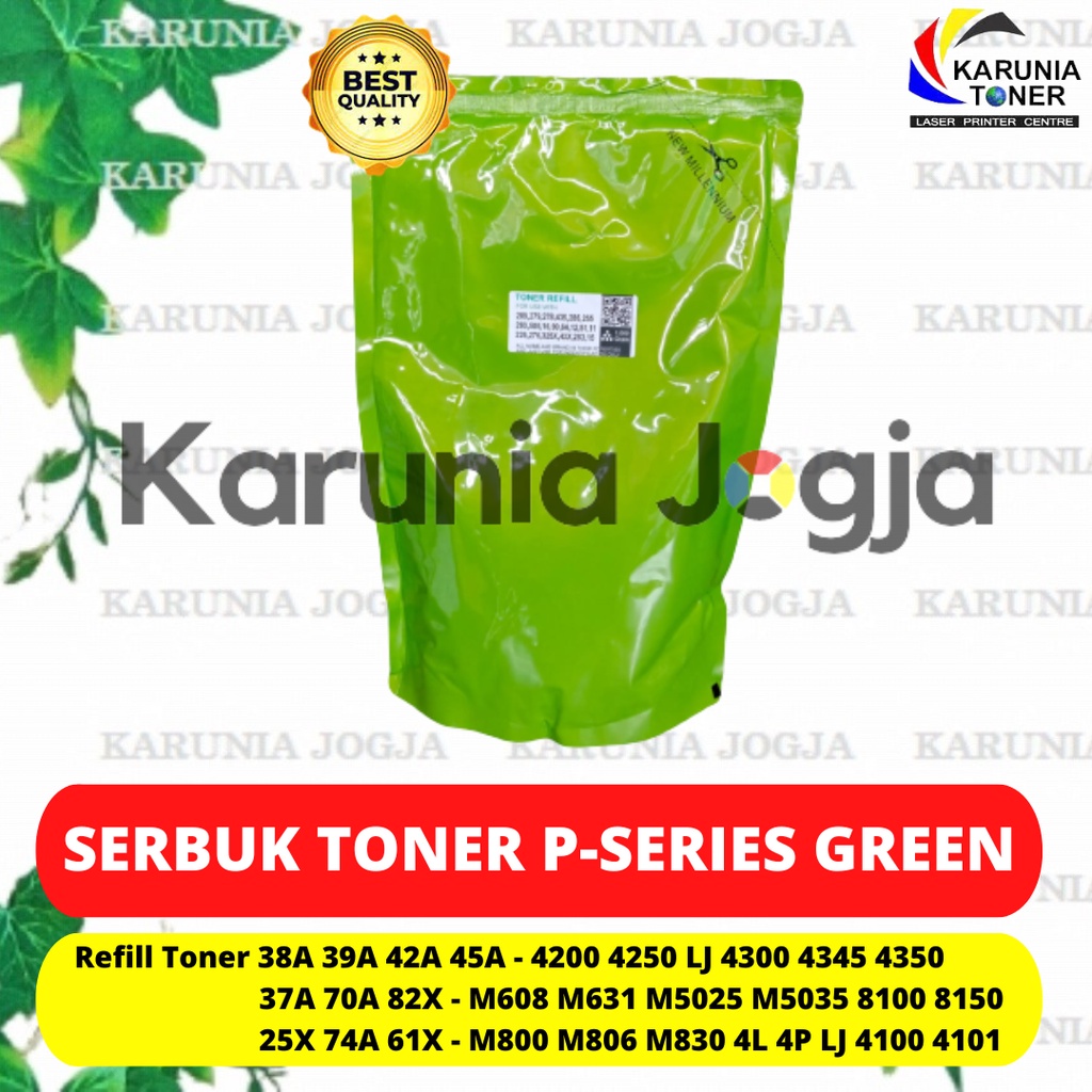 Serbuk Toner P-Series Green CF237A Q5945A Q1338A Q1339A Q5942X CF325X C8543X 74A 61X Q7570A C4182X 4