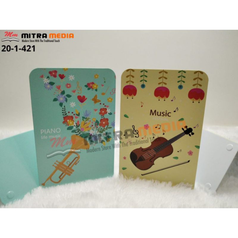 

BOOK END / SANDARAN BUKU / PEMBATAS BUKU BESI 2PCS MOTIF MUSIC