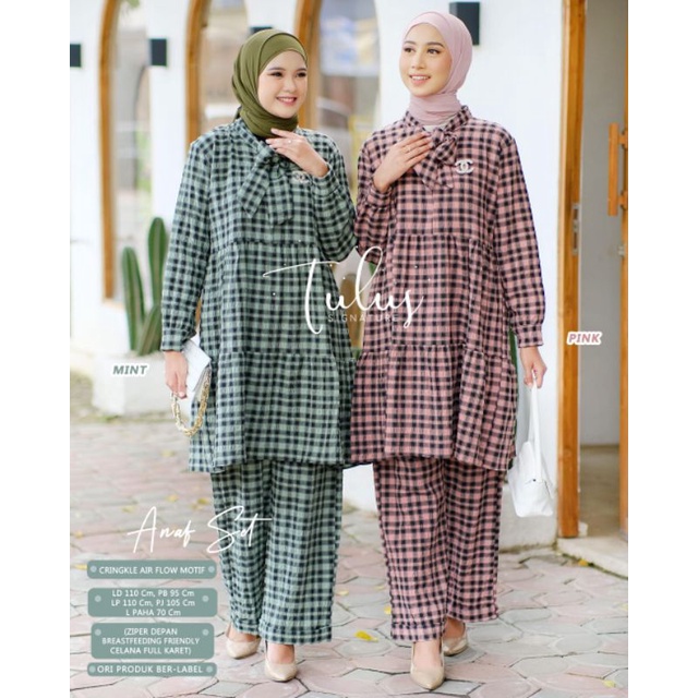 ANAF SET BY TULUS SIGNATURE (ONE SET WANITA) Setelan muslimah kotak-kotak rekomended