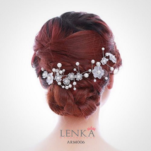 [SIAP KIRIM] HEADPIECE WEDDING AKSESORIS PENGANTIN MUTIARA BROKAT ARM006