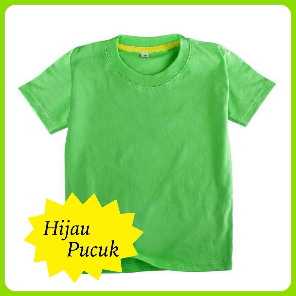 KAOS ANAK POLOS COMBED 24S KAOS ANAK UNISEX CEWEK COWOK HIJAU PUCUK LENGAN PENDEK USIA 1-12 TAHUN BA
