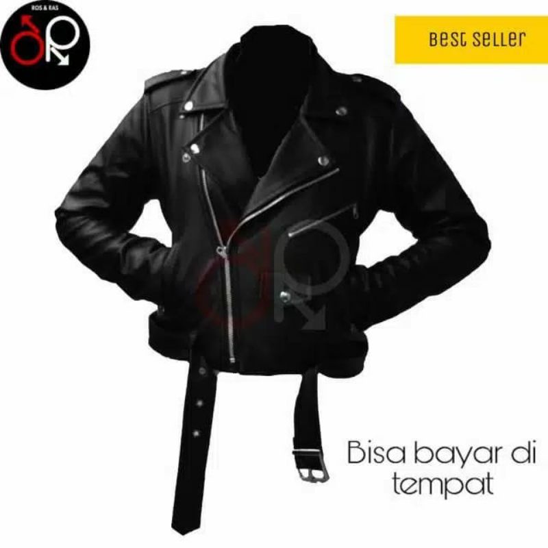 JAKET WANITA CROP ROCK N ROLL KULIT SINTETIS