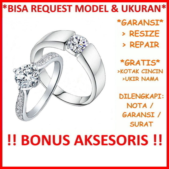 Gratis Ukir Nama Garansi Silver Asli Bisa Pesan Model Cincin Kawin Couple Perak Tunangan Nikah Id551