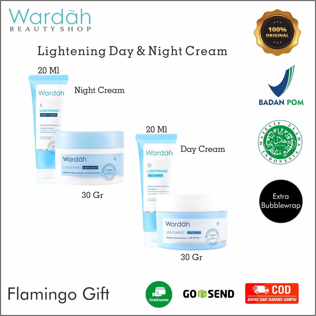 Wardah Lightening Day And Night Cream Advanced Niacinamide 30g 20ml - Pelembab dengan Advanced Niacinamide