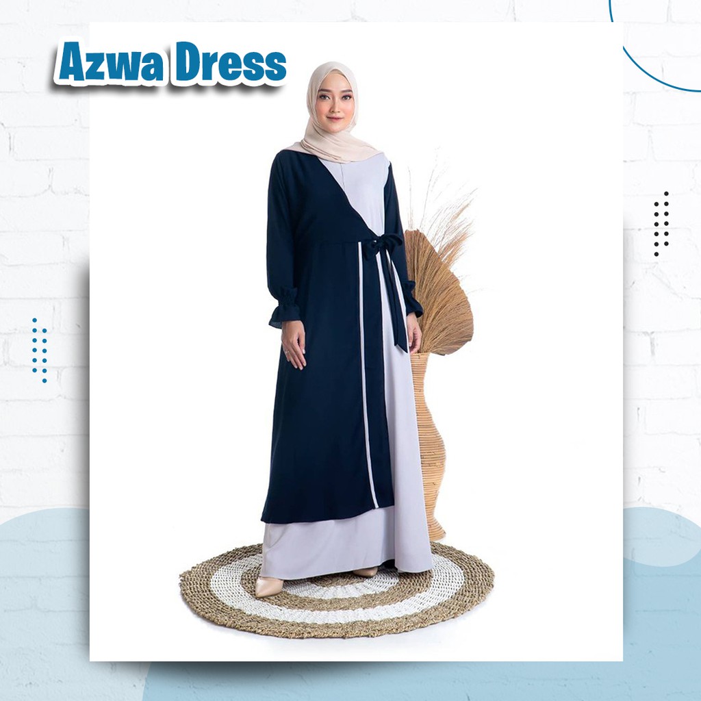 Baju Dress Gamis Wanita Syari Busana Muslim Terbaru Modern Maxi Fashion Muslim Model Terbaru - AZWA