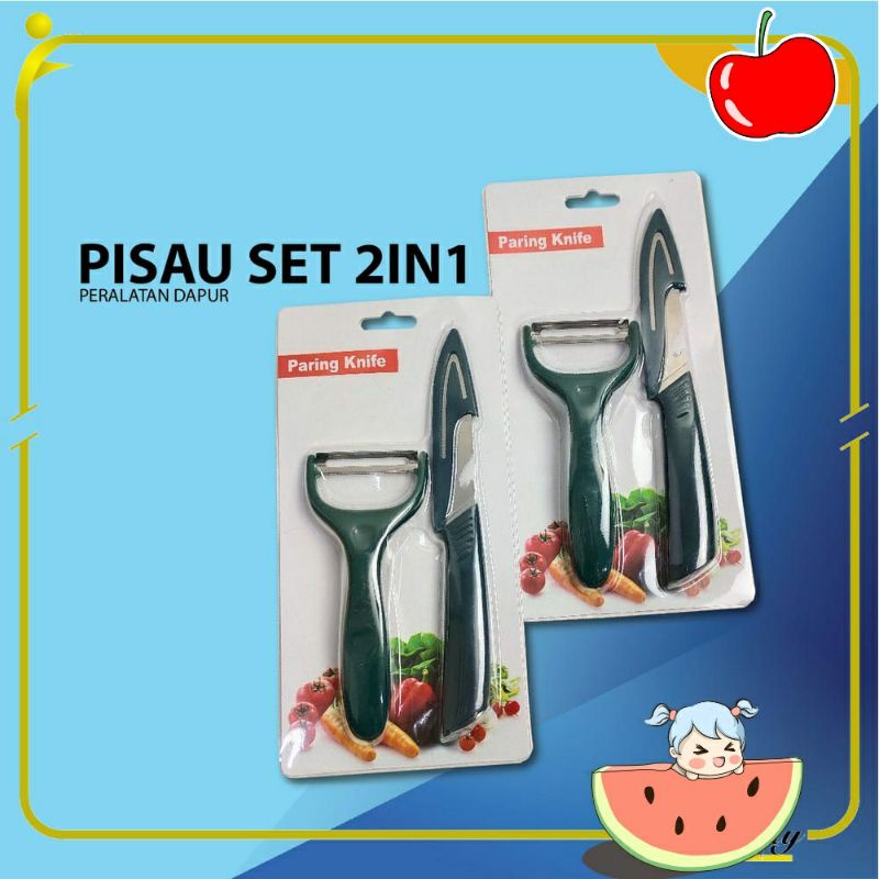 ~ PIYOSHI08 ~ Pisau Buah Set 2in1 Peralatan Dapur Kitchen Peeler Fruit Knife PD141