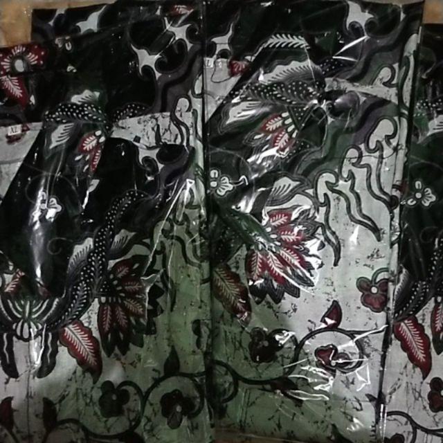 Bac111 Kemeja Batik Alvian Kembang Tumpuk Motif Solo
