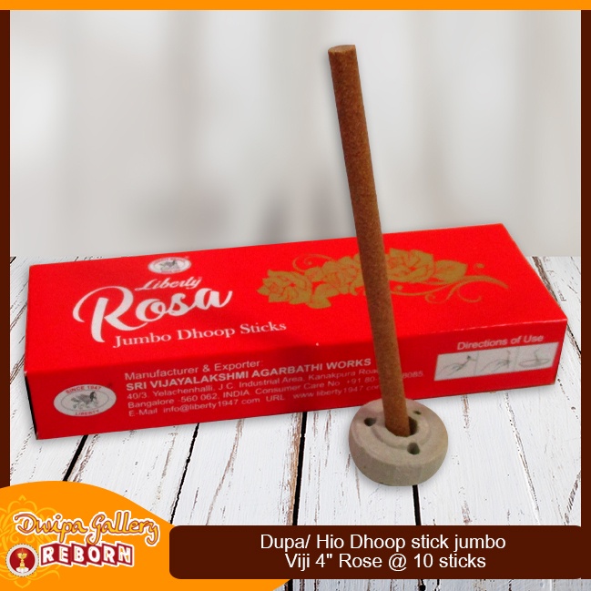 Dupa Hio India Wangi Viji Dhoop stick jumbo 4&quot; Rose @ 10 sticks