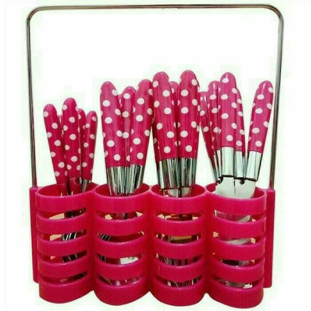 Sendok polkadot / set sendok garpu pisau