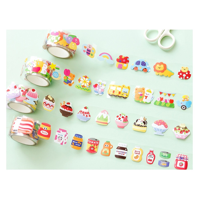 Cute Cartoon Animals Roll Deco Stickers - Sticker Dekorasi Buku Diary