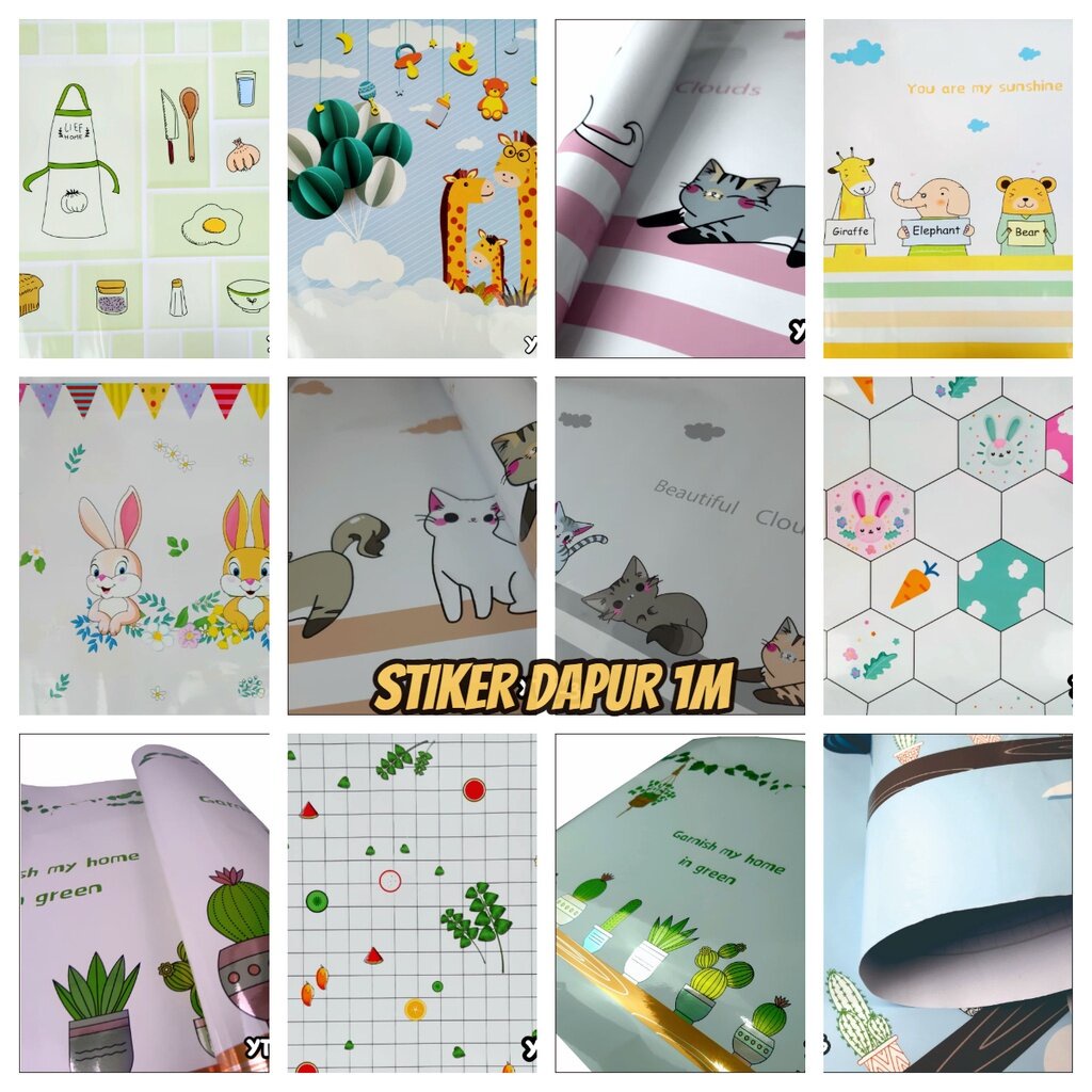 Stiker Kaca Jendela Stiker Dapur Stiker kompor dan Wallpaper dinding Stiker dinding Wallpaper dinding Murah Motif ukuran  45cm X 1m MOTIF RANDOM WHFURNITURE