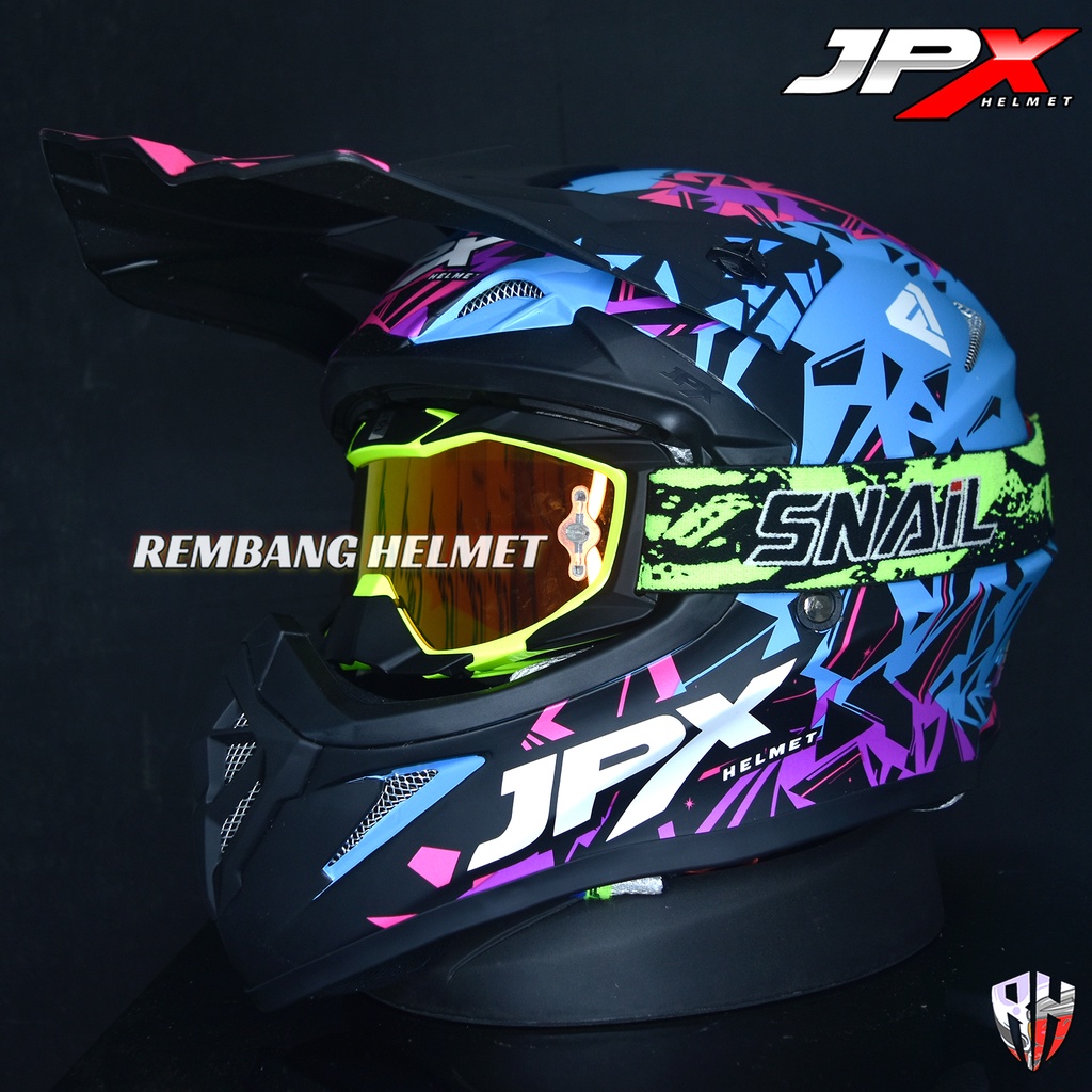 HELM JPX CROSS_FOX1 X33 - BLUE DOFF PAKET GANTENG GOOGLE SNAIL HELM JPX KLX ORIGINAL HELMET MOTO TRAIL SUPERMOTO HELM FULL FACE MOTO CROSS TERBAIK-MX36 STABILLO/RED