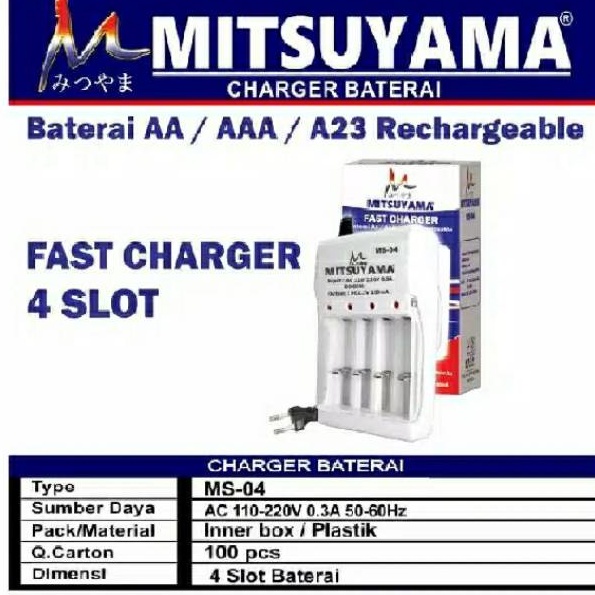 Charger Baterai AA/AAA Mitsuyama MS-04 Fast Charging Original