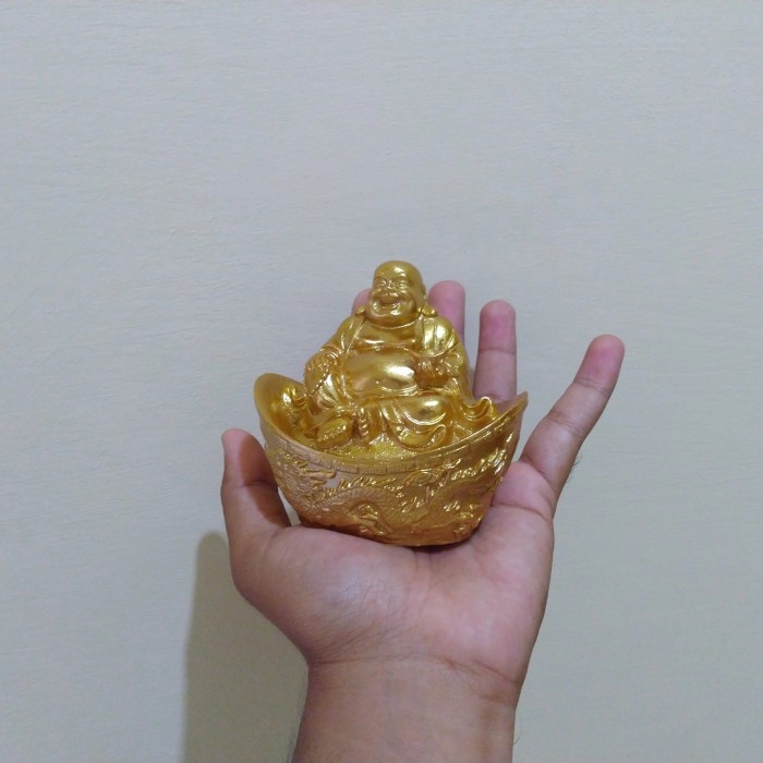 Adealineshop-- Patung Budha Tertawa Gold