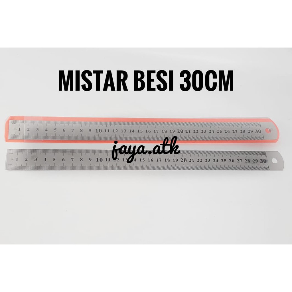 PENGGARIS BESI 30CM PENGGARIS BESI 30 CM PERALATAN KANTOR STEEL RULER - MISTAR STAINLESS MISTAR BESI