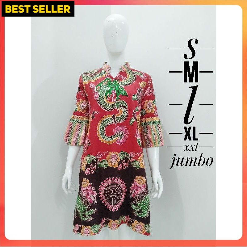 dress batik liong tunik batik s m l xl xxl jumbo