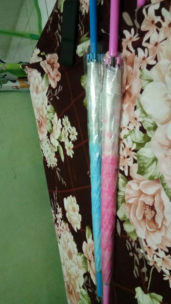 Payung Transparan/payung Tongkat/bening/payung Motif Bunga