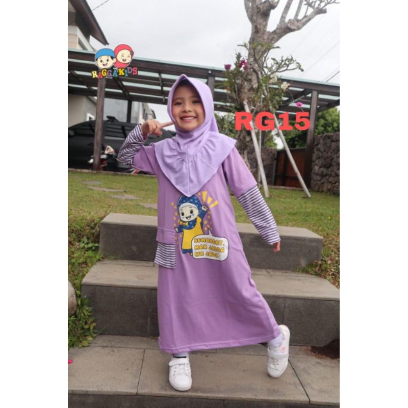 Baju Gamis Kaos Anak Muslim Perempuan Raggakids RG 15 RG16 RG20 Usia 2-12 tahun Diskon Open Reseller