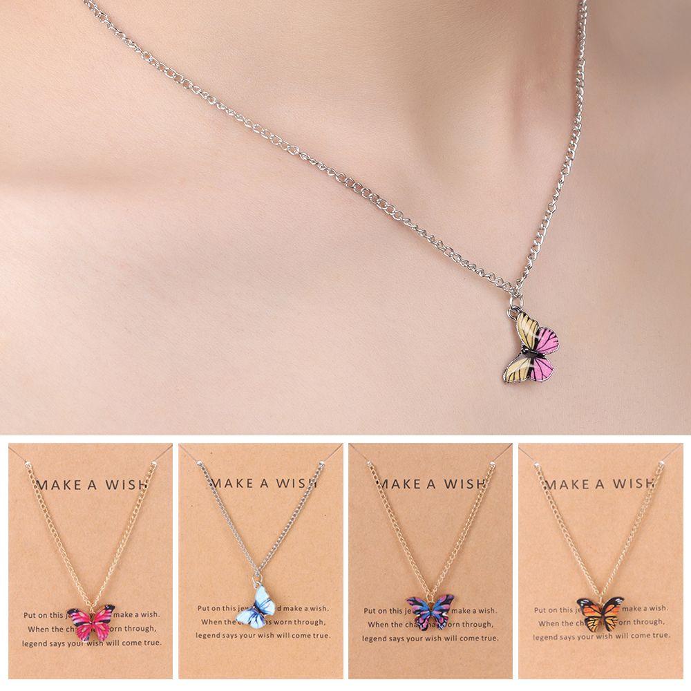 R-flower Butterfly Necklace Aksesoris Perhiasan Lucu Kalung Korea