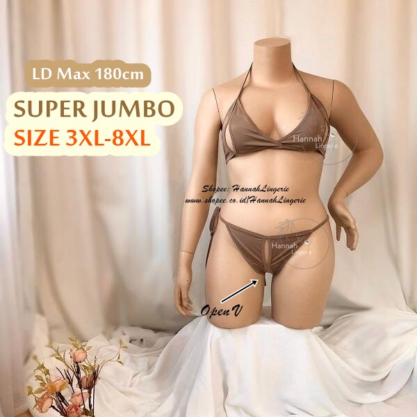 Bra Set XL-8XL Bra Set Lingerie Jumbo Hannah Lingerie Gstring Open V Crotch Bigsize 351 3XL 4XL 5XL 6XL 7XL