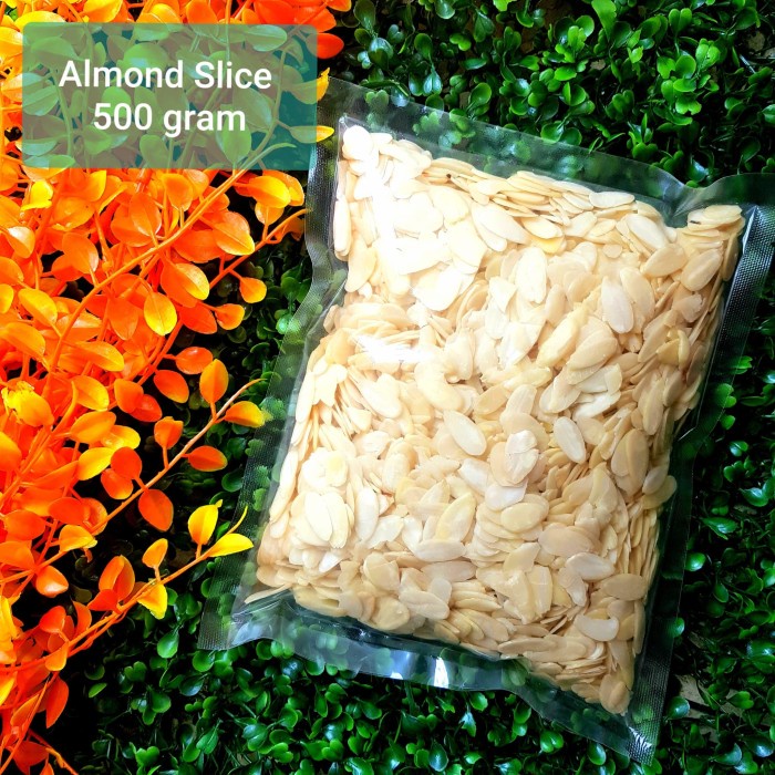 

q20w1q1qw Kacang Almond Slice Mentah / Raw Slice Almond - 500 Gram Dscscv