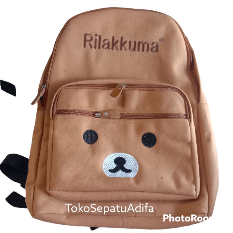 Tas Sekolah Anak Perempuan Lucu / Ransel Perempuan Bahan Kain Kain RILAKKUMA BERUANG