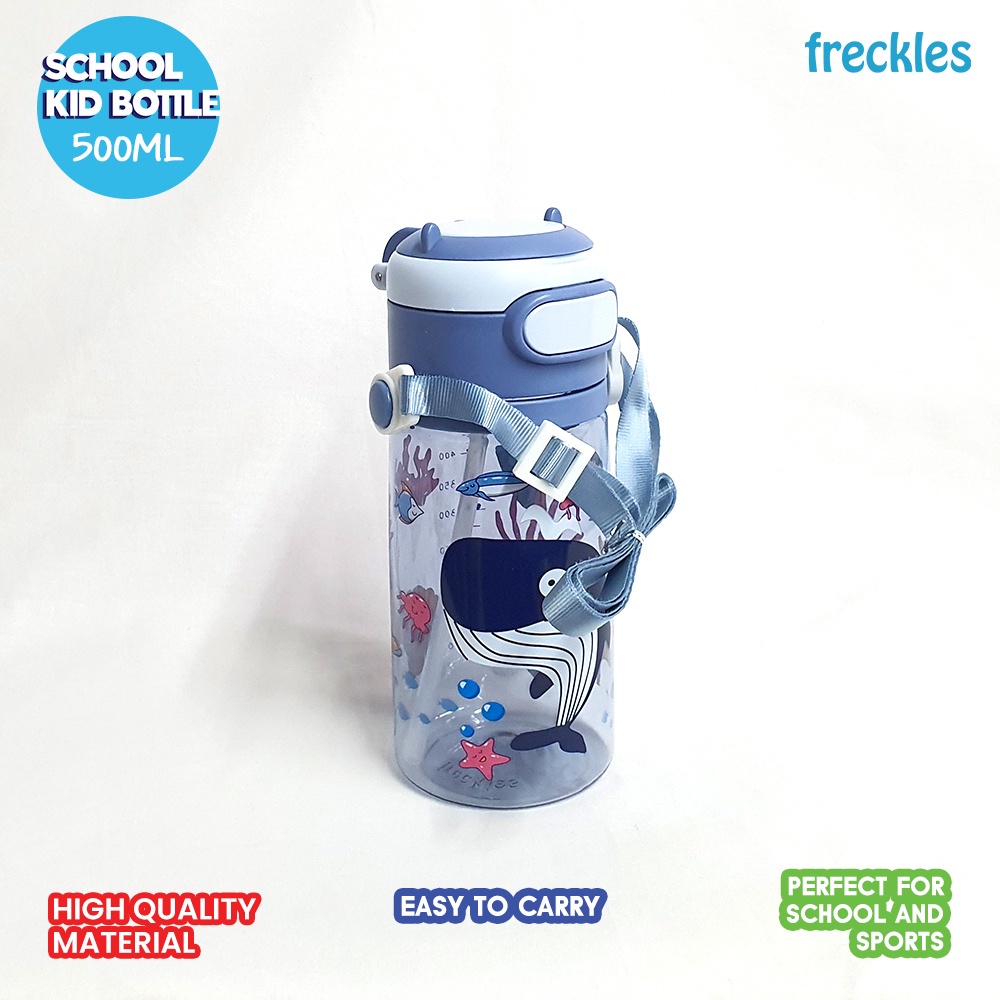 Freckles School Kid Bottle 500ml - Botol minum anak dengan tali (botol minum sekolah anak)