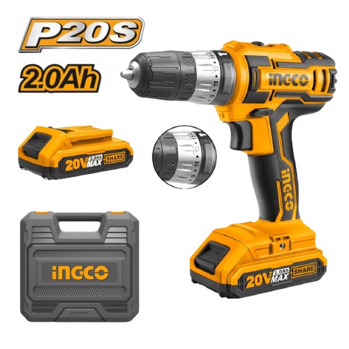 BOR IMPACT DRILL CORDLESS BATERAI ECO 20V CIDLI200215 (2B+1FC) INGCO CIDLI200215