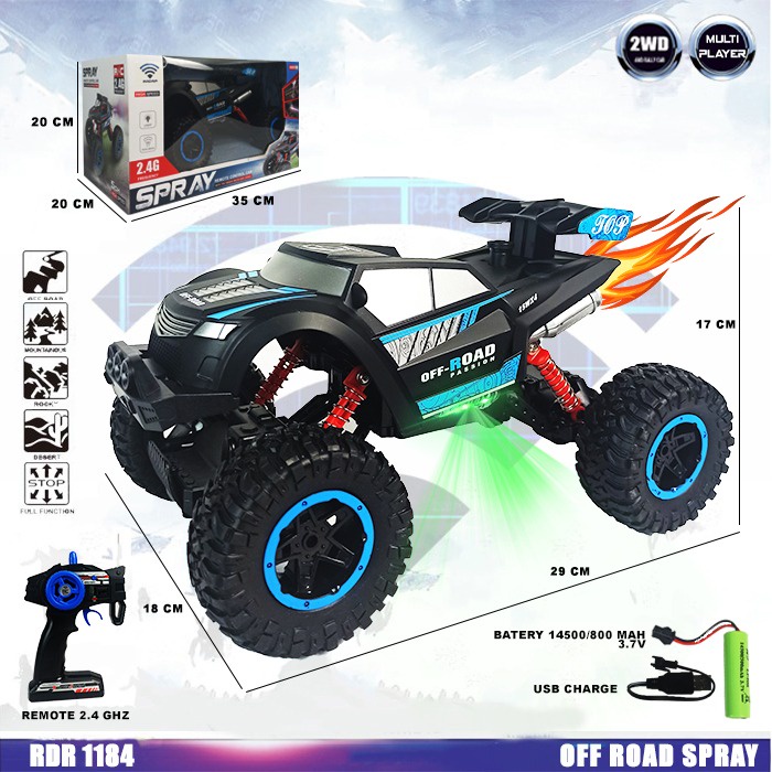 MURAH RDR1143 RDR1184 RC Asap Spray Smoke Rock Crawler Offroad Off Road Pasir Gunung Buggy Mainan Anak Mobil Remote Control Radio Control Hobi Koleksi Remot Kontrol Besar Jumbo Murah Off Road RADAR