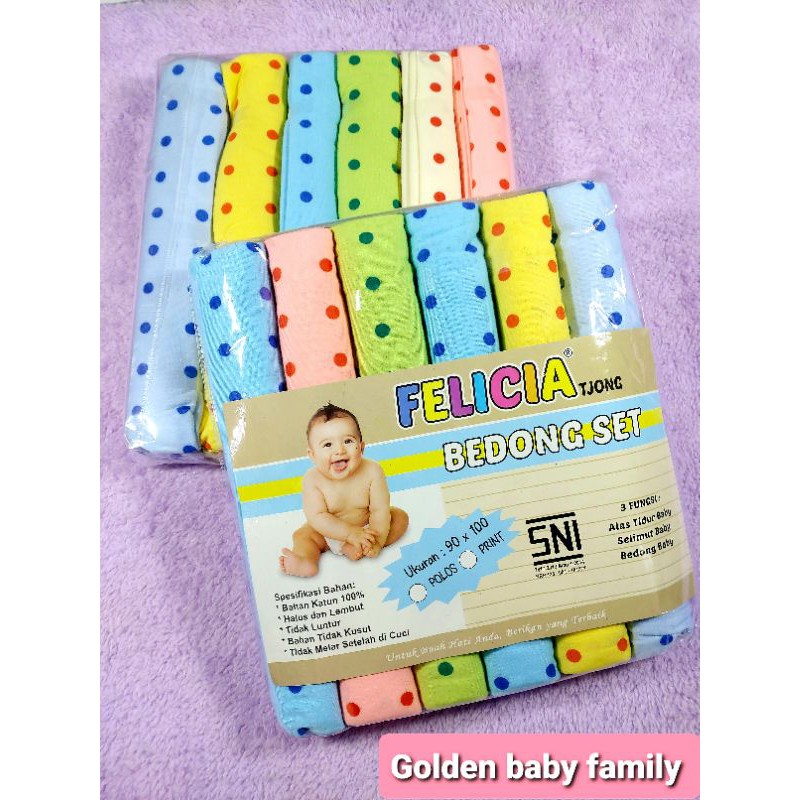 6in1 Bedong Felicia Warna Tua/Muda Polkadot Size 90x100