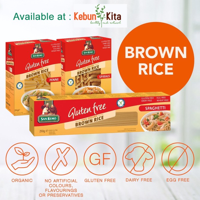 

pasta-aneka- san remo gluten free organic brown rice penne 250gr -aneka-pasta.