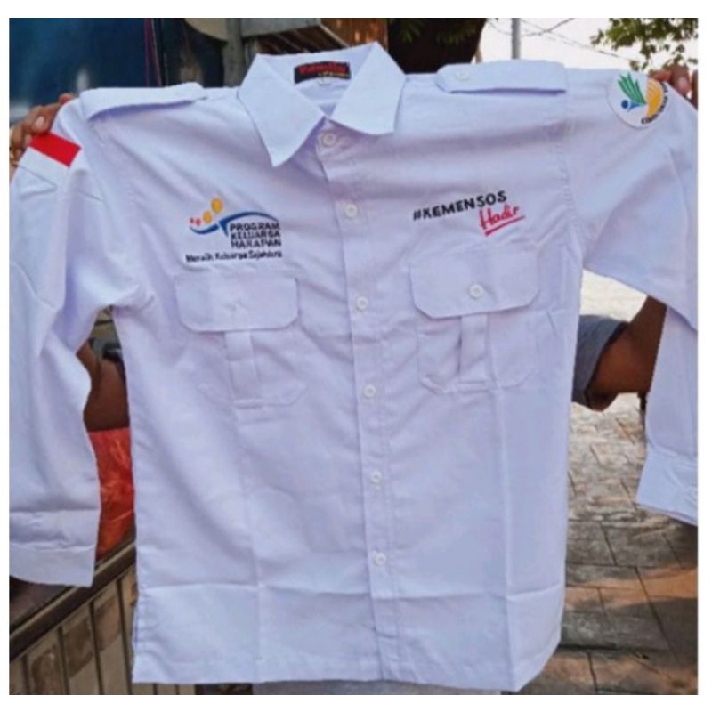 Kemeja lengan panjang KEMENSOS hadir ekslusif Kemeja kerja KEMENSOS full bordir