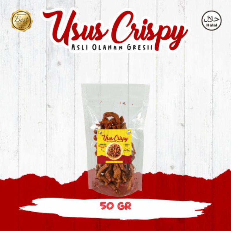 

USUS CRISPY PEDAS DAUN JERUK ASLI GRESIK Kemasan 50 gram