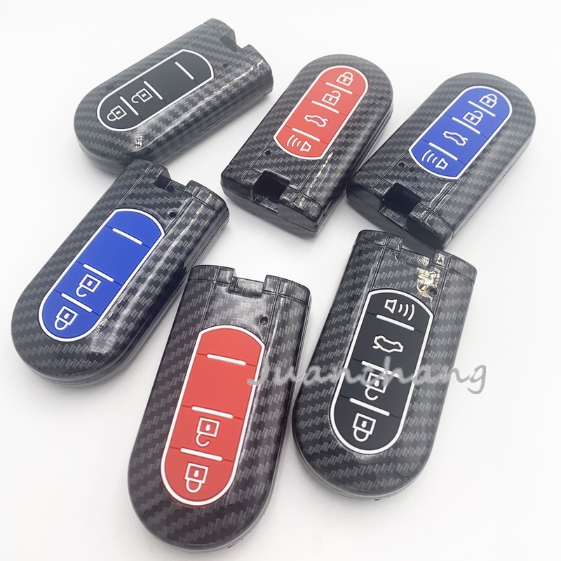 Carbon fiber ABS Protect Key Cover Case Untuk Toyota RUSH wigo ALL NEW Rush2018/Veloz2019 Tanto Smart Key holder Gantungan Kunci keyring Aksesoris Mobil