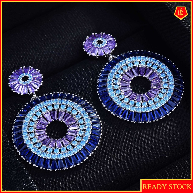 [Ready Stock]Color Earrings Exaggerated Temperamental Silver Needle