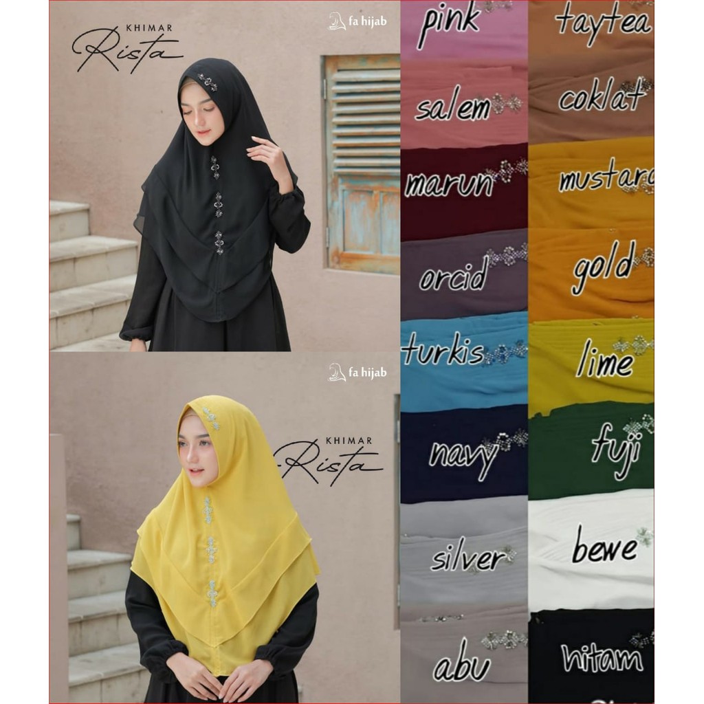 Jilbab Khimar Instan Ceruty Payet Pesta Kondangan Rista by Fa hijab