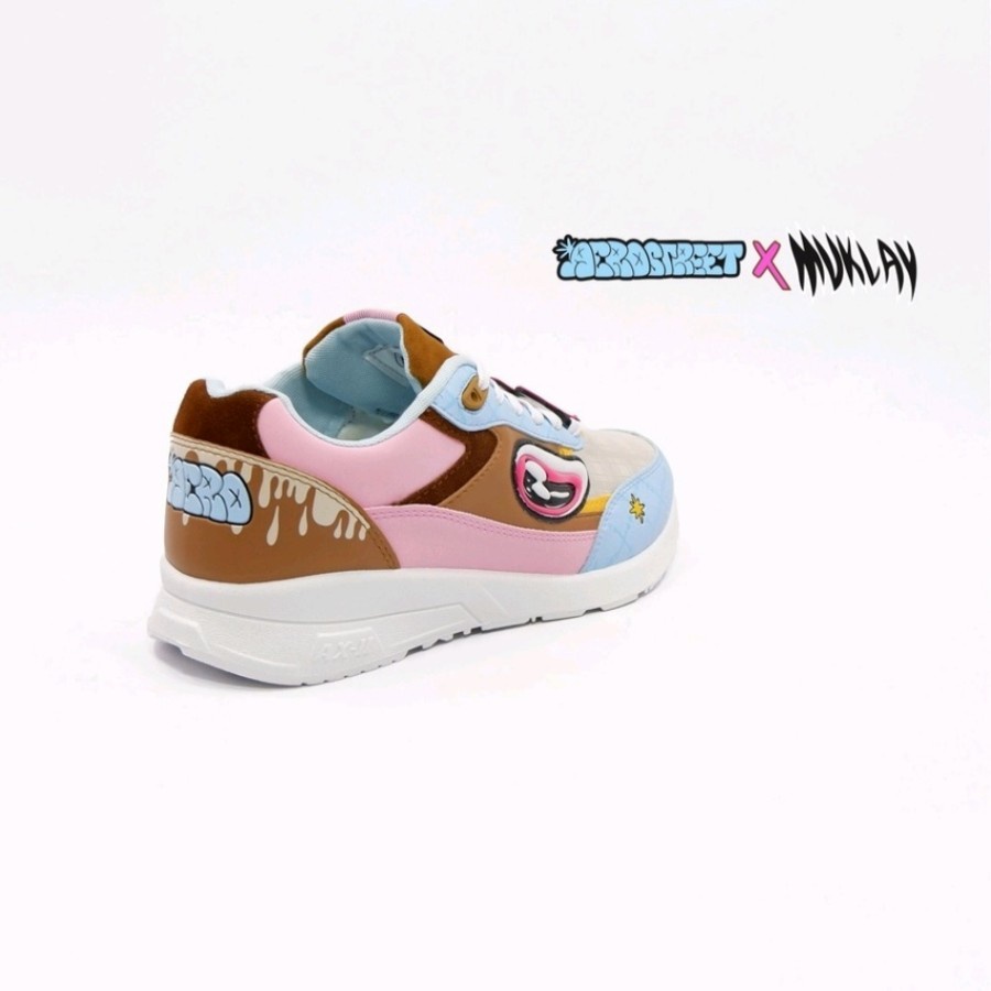 Sepatu Aerostreet x Muklay Shitty Awesome Cokelat Muda Biru Muda - Sepatu Sneakers Casual Pria Wanita Aero Street