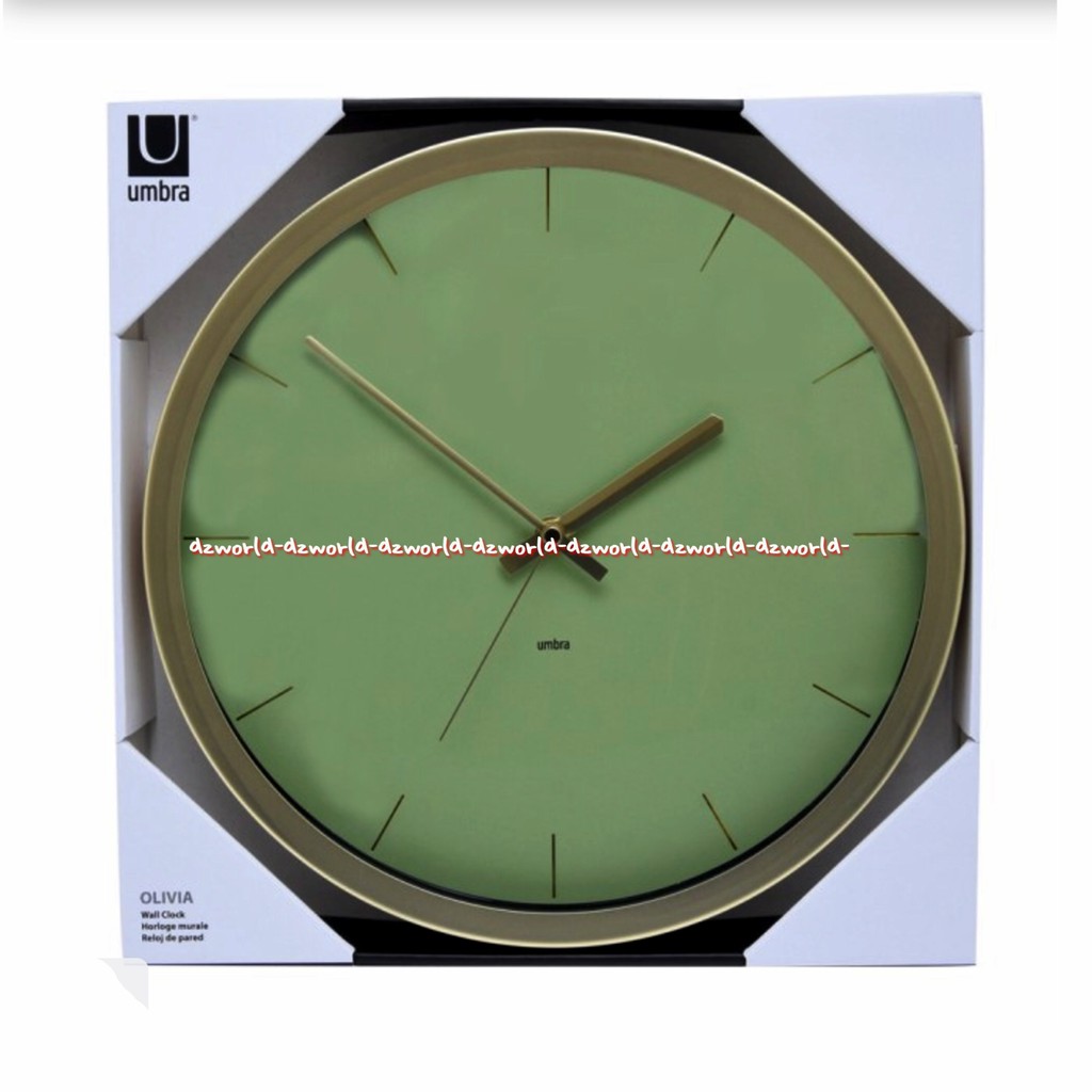 Umbra Olivia Wall Clock Green Gold 30cm Jam Dinding Bulat Diagonal Hijau Umbra Clock 30cm